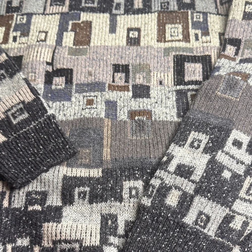 Vintage Barneys New York Wool Men's Abstract Pattern Sweater
